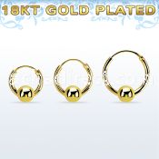 rgbcr14m 18k gold silver ball closure earrings, 14g 5mm ball