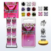 rkpkmz rack of magnetic silver labret studs 3mm 4mm cz