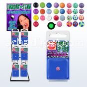 rktg rack of assorted fake tongue studs hold with suction