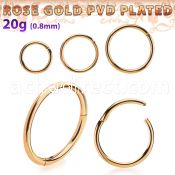 rose gold pvd plated 316l steel hinged segment ring, 20g