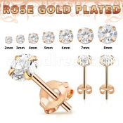 rprz one pair rose gold plated silver ear studs cz