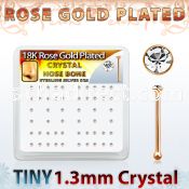 rsb6xc box rose gold silver nose bones w 1.25mm clear crystals
