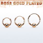 rsbcr14m 18k rose gold silver ball closure earrings, 14g 5mm ball