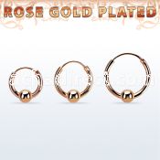 rsbcr14s 18k rose gold silver ball closure earrings, 14g 4mm ball
