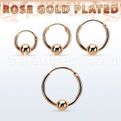 rsbcr16m 18k rose gold silver ball closure earrings, 16g 4mm ball