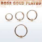 rsbcr16s 18k rose gold silver ball closure earrings, 16g 3mm ball