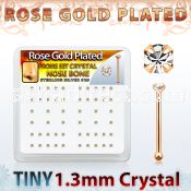 rsbp6xc box w rose gold plated silver nose bone w 1 25mm crystal