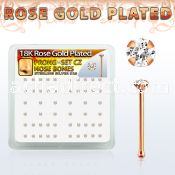rsnbzbc rose gold silver nose bones w 1 5mm clear prong set cz