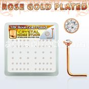 rsnsbxc rose gold silver nose studs w 1 5mm clear crystal tops