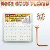 rssp14xc box w rose gold plated silver nose bone w 2mm crystal