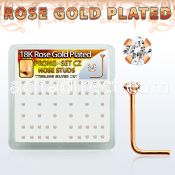 rssz2xc box w rose gold plated silver nose studs w 2mm cz top