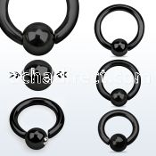 sbcrt8 black 316l steel spring ball closure ring 8g w 8mm ball 