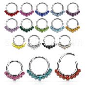 segh16p 316l steel hinged segment ring w 7 crystals