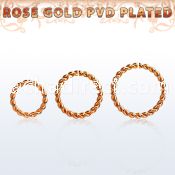 selttw16 rose gold steel seamless ring 1.2m w a twisted wire