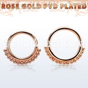 septtn annealed rose gold plated steel septum ring w small bead