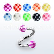 spebck 316l steel eyebrow spiral with acrylic checkered balls