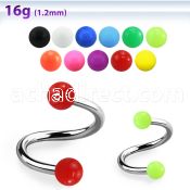 spesab 316l steel eyebrow spiral with 3mm solid acrylic balls