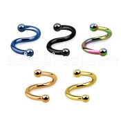spetb25 anodized surgical steel spiral with two 2.5mm balls