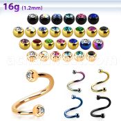 spetjb25 anodized 316l steel spiral with 2 tiny 2.5mm jewel balls