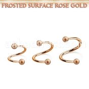spettfo3 rose gold plated steel spiral w 3mm frosted steel balls