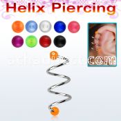 sphevb pvd tri 136l steel helix spiral piercing with 4mm balls