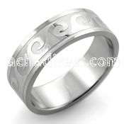 sr106 matte stainless steel carving ring w high polished wave
