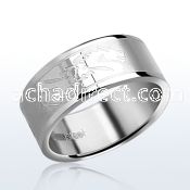 sr138 matte steel carving ring with high polished dragon