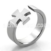 sr151 matte stainless steel cutting ring w iron cross design