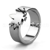 sr157 matte stainless steel cutting ring with marijuana leaf