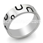 sr164 high polished stainless steel etched ring w u design