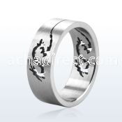 sr167 matte stainless steel cutting ring w cut out dragon