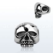 sr171 high polished stainless steel big skull ring