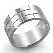 sr206 high polished steel carving ring with brick style design