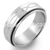 sr229 high polished steel spinner ring with lily flower design