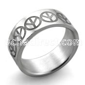 sr233 high polished steel carving ring with connecting peaces