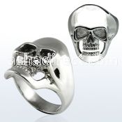 sr267 high polished stainless steel ring with skull figure