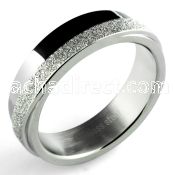 sr306 matte stainless steel ring w sandblasted diagonal band