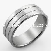 sr314 high polished steel engravable ring w double groove