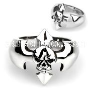 sr339 316l steel ring with small skull high polished finish