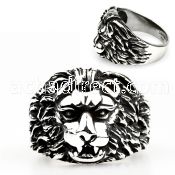 sr342 316l steel ring with male lion head in antique style