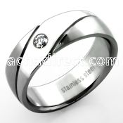 src22 stainless steel band with grooves clear crystal