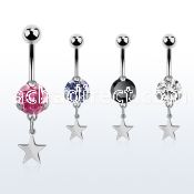 steel casting belly banana w 8mm cz w dangling star