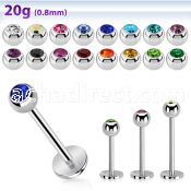 steel labret 0.8mm with 3mm bezel set jewel ball