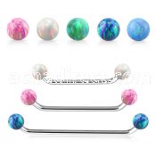 subbo5 316l steel surface barbell w two 5mm synthetic opal ball