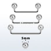 sudb5 316l steel 90 degree surface barbell w 5mm balls