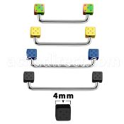 suddt4 90 polished steel surface barbell w 4mm black dices