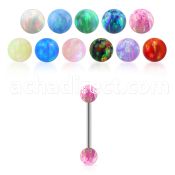 surgical steel eyebrow barbell 20g w two 3mm opal balls