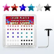 sxpsar box of silver nose studs with 2 5mm color star top