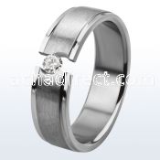tirc2 titanium g23 ring with 2mm round clear cz stone