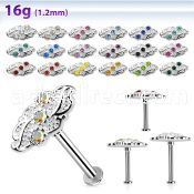 tlb40 steel tragus labret w a leaved shaped upper part